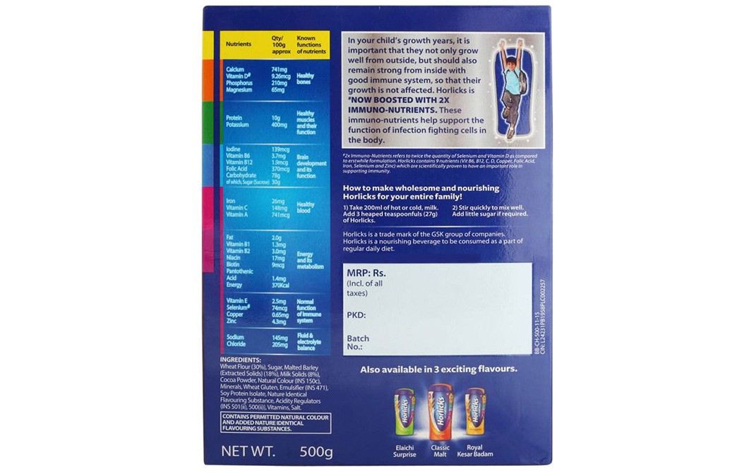 Horlicks Chocolate Delight Flavour    Box  500 grams